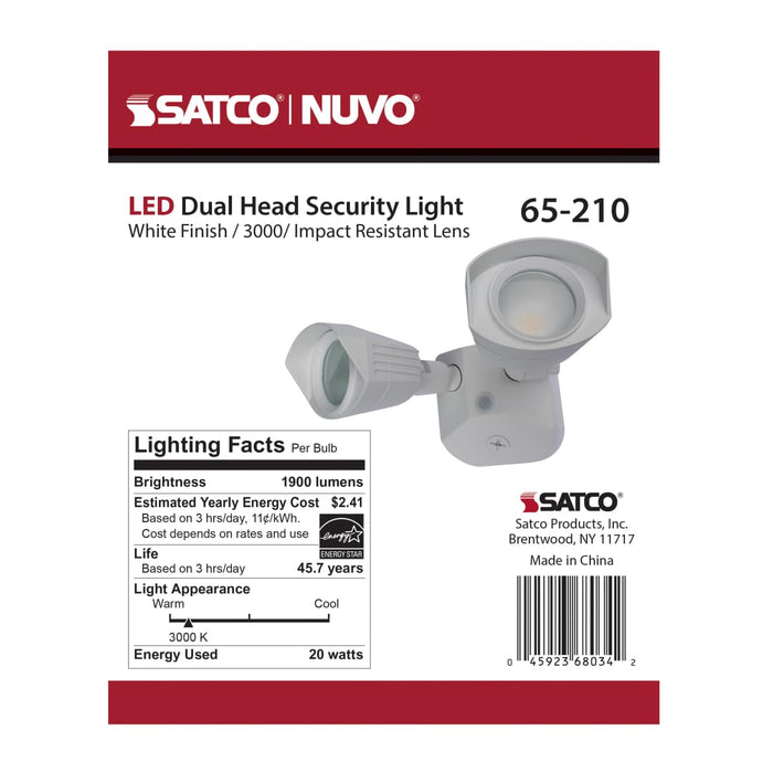 Security Lighting Nuvo 65-210 LED Security Light - Dual Head - White Finish - 3000K Nuvo