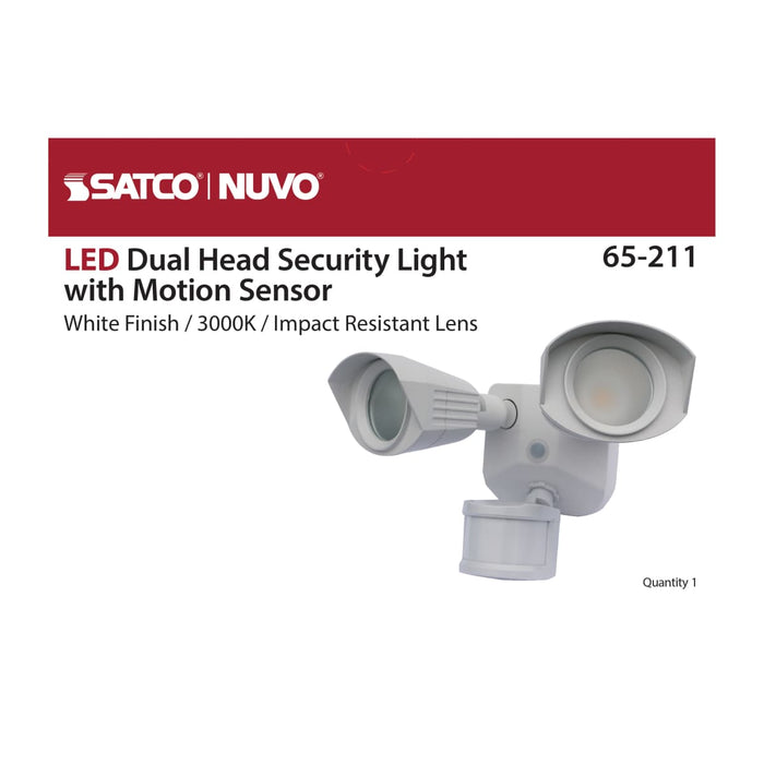 Security Lighting Nuvo 65-211 LED Security Light - Dual Head - White Finish - 3000K - Motion Sensor Nuvo