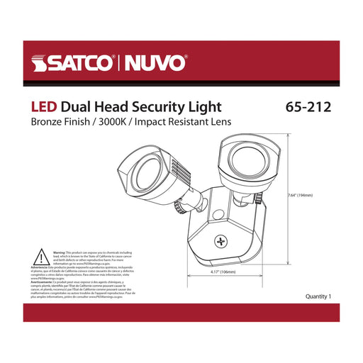 Security Lighting Nuvo 65-212 LED Security Light - Dual Head - Bronze Finish - 3000K Nuvo