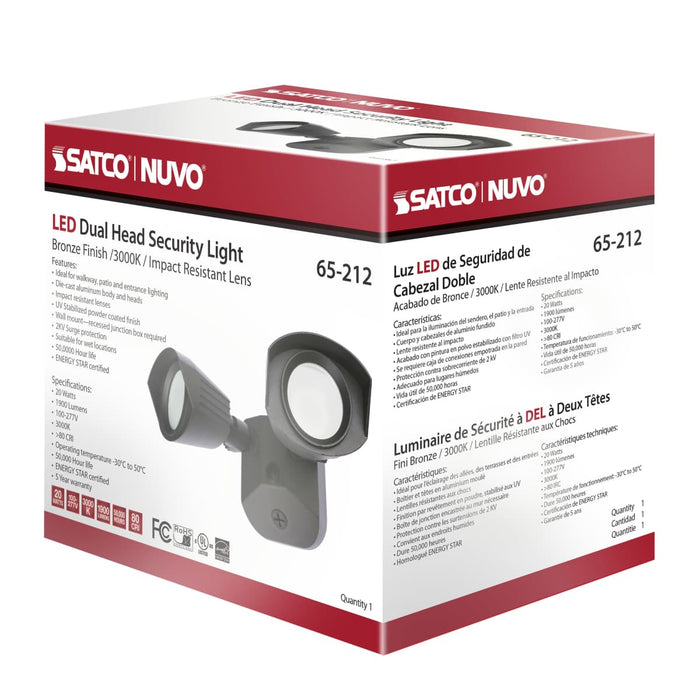 Security Lighting Nuvo 65-212 LED Security Light - Dual Head - Bronze Finish - 3000K Nuvo