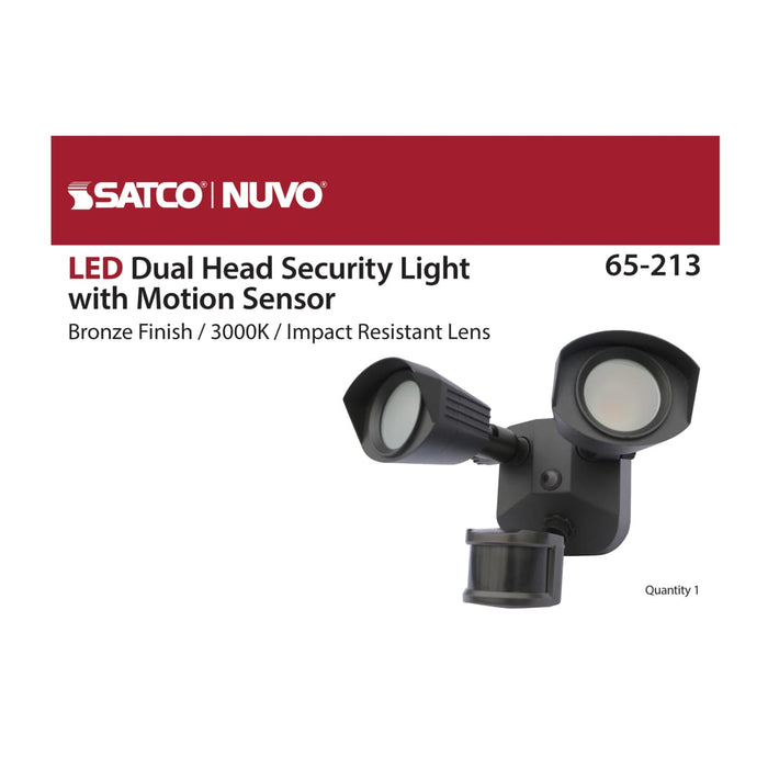 Security Lighting Nuvo 65-213 LED Security Light - Dual Head - Bronze Finish - 3000K - Motion Sensor Nuvo