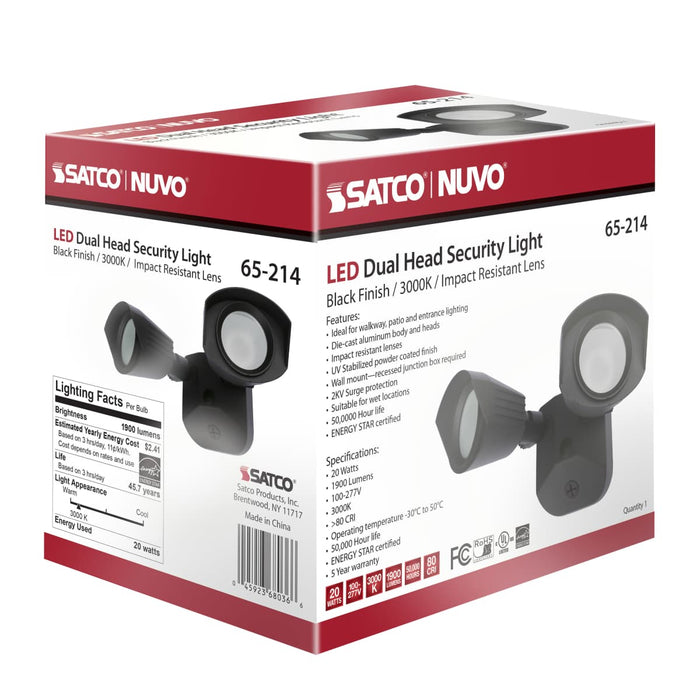 Security Lighting Nuvo 65-214 LED Security Light - Dual Head - Black Finish - 3000K Nuvo