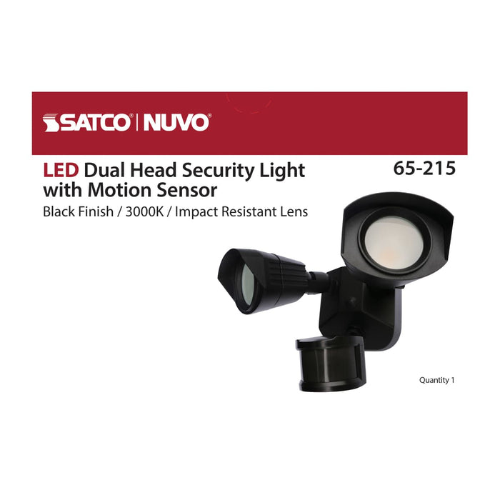 Security Lighting Nuvo 65-215 LED Security Light - Dual Head - Black Finish - 3000K - Motion Sensor Nuvo