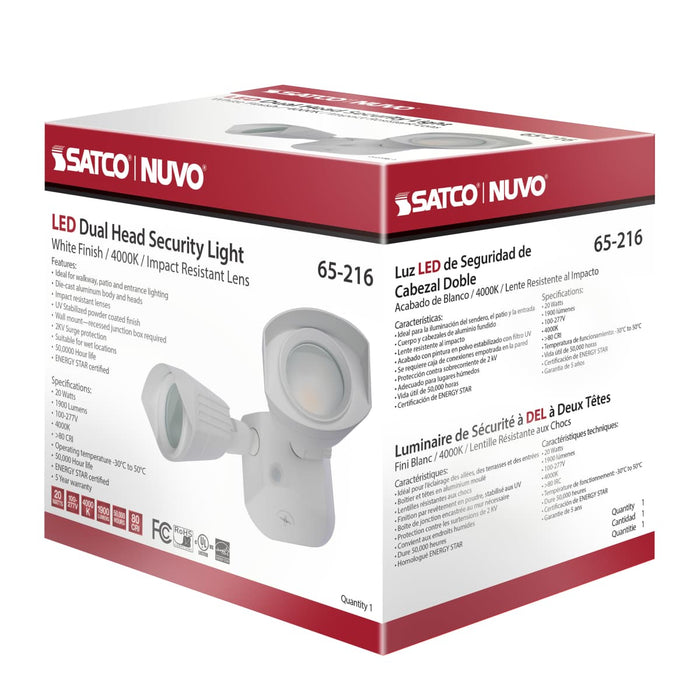 Security Lighting Nuvo 65-216 LED Security Light - Dual Head - White Finish - 4000K Nuvo