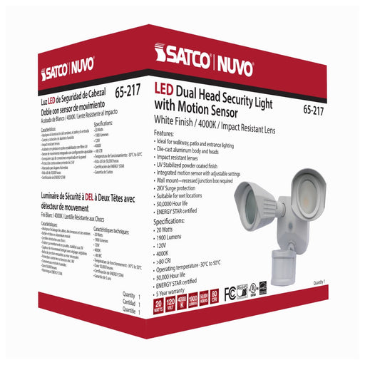 Security Lighting Nuvo 65-217 LED Security Light - Dual Head - White Finish - 4000K - Motion Sensor Nuvo