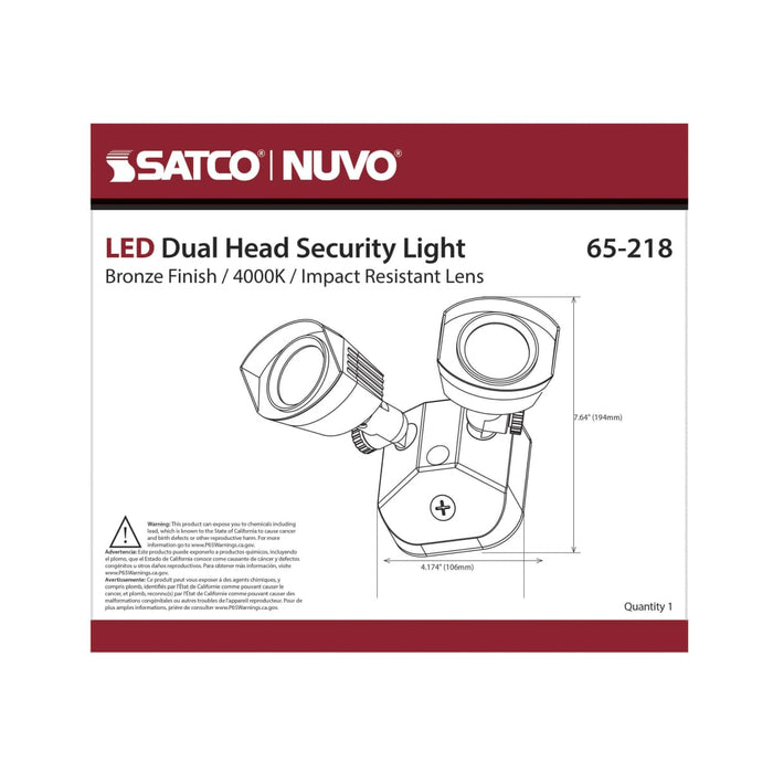 Security Lighting Nuvo 65-218 LED Security Light - Dual Head - Bronze Finish - 4000K Nuvo