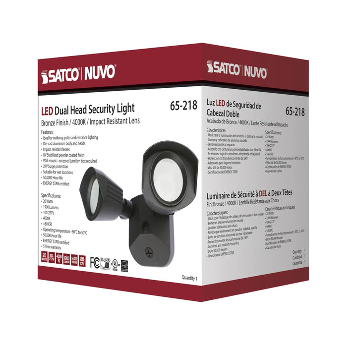 Security Lighting Nuvo 65-218 LED Security Light - Dual Head - Bronze Finish - 4000K Nuvo