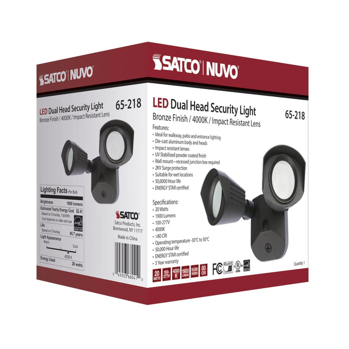 Security Lighting Nuvo 65-218 LED Security Light - Dual Head - Bronze Finish - 4000K Nuvo