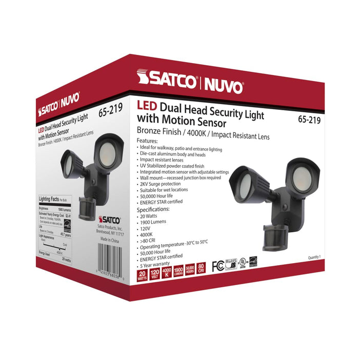 Security Lighting Nuvo 65-219 LED Security Light - Dual Head - Bronze Finish - 4000K - Motion Sensor Nuvo