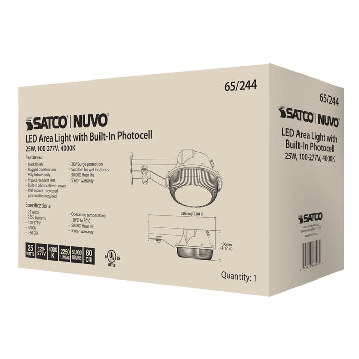 Area Light Nuvo 65-244 LED Area Light - 25W - Black Finish - 4000K - 120-277V Nuvo