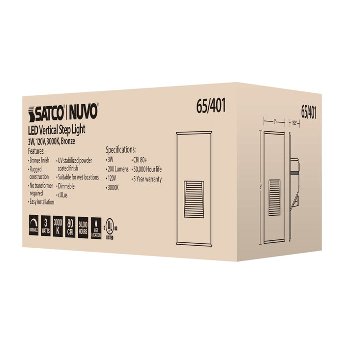 Step Light Nuvo 65-401 LED Vertical Step Light - 3W - Bronze Finish - 120V Nuvo