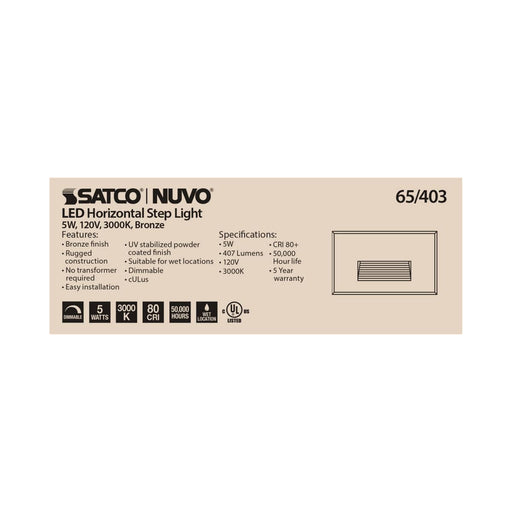 Step Light Nuvo 65-403 LED Horizontal Step Light - 5W - Bronze Finish - 120V Nuvo