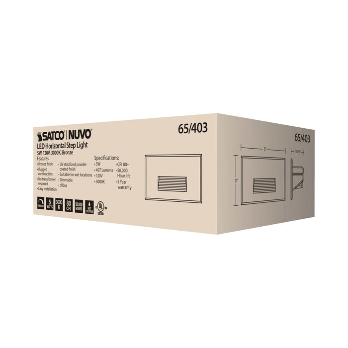 Step Light Nuvo 65-403 LED Horizontal Step Light - 5W - Bronze Finish - 120V Nuvo