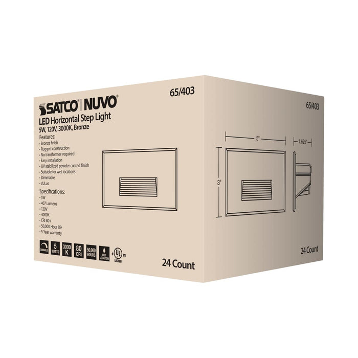 Step Light Nuvo 65-403 LED Horizontal Step Light - 5W - Bronze Finish - 120V Nuvo