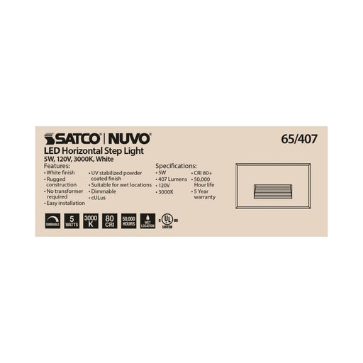 Step Light Nuvo 65-407 LED Horizontal Step Light - 5W - White Finish - 120V Nuvo