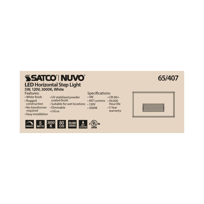 Step Light Nuvo 65-407 LED Horizontal Step Light - 5W - White Finish - 120V Nuvo