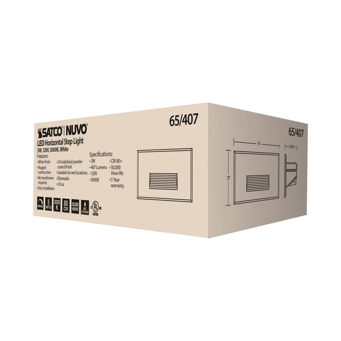 Step Light Nuvo 65-407 LED Horizontal Step Light - 5W - White Finish - 120V Nuvo