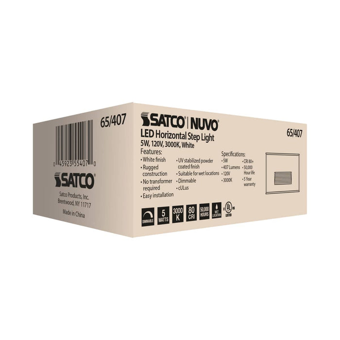 Step Light Nuvo 65-407 LED Horizontal Step Light - 5W - White Finish - 120V Nuvo