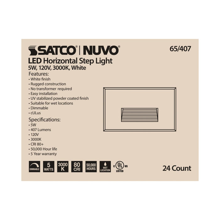 Step Light Nuvo 65-407 LED Horizontal Step Light - 5W - White Finish - 120V Nuvo