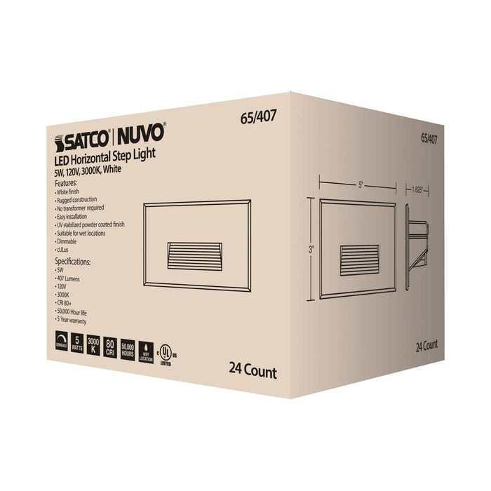 Step Light Nuvo 65-407 LED Horizontal Step Light - 5W - White Finish - 120V Nuvo