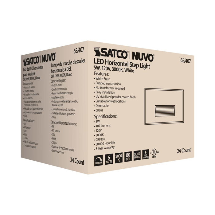 Step Light Nuvo 65-407 LED Horizontal Step Light - 5W - White Finish - 120V Nuvo