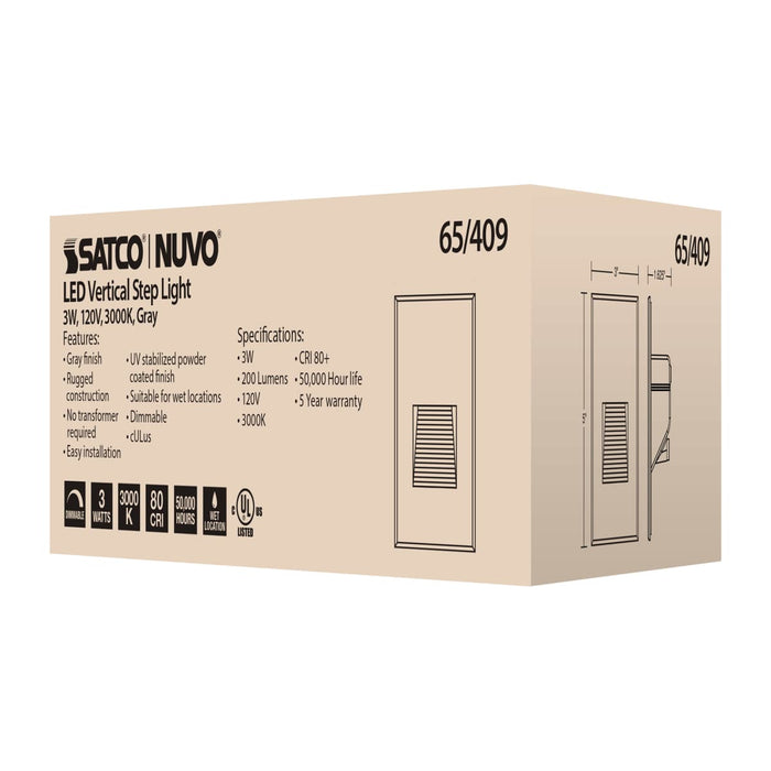 Step Light Nuvo 65-409 LED Vertical Step Light - 3W - Gray Finish - 120V Nuvo