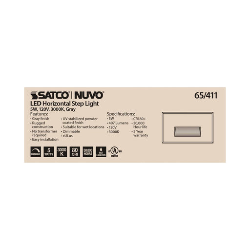 Step Light Nuvo 65-411 LED Horizontal Step Light - 5W - Gray Finish - 120V Nuvo