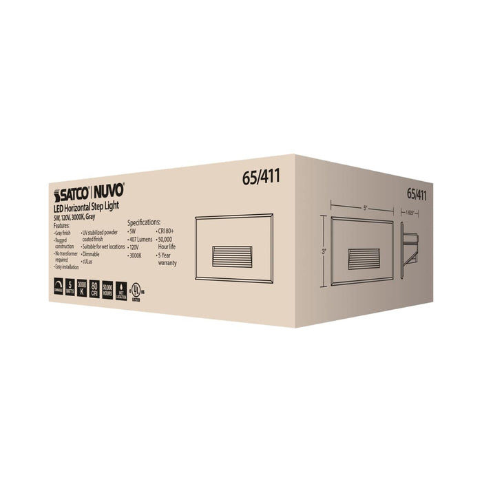 Step Light Nuvo 65-411 LED Horizontal Step Light - 5W - Gray Finish - 120V Nuvo