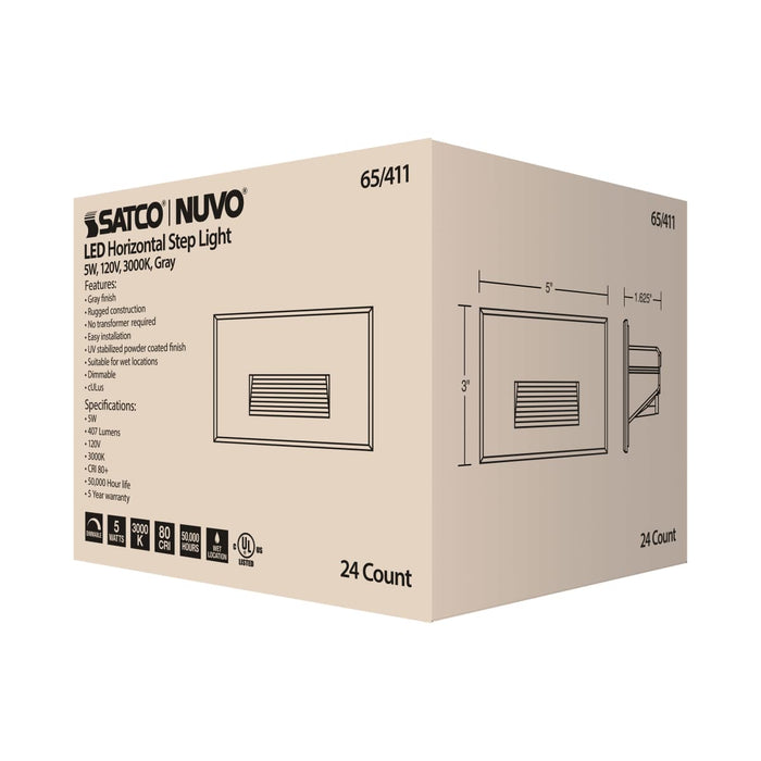 Step Light Nuvo 65-411 LED Horizontal Step Light - 5W - Gray Finish - 120V Nuvo