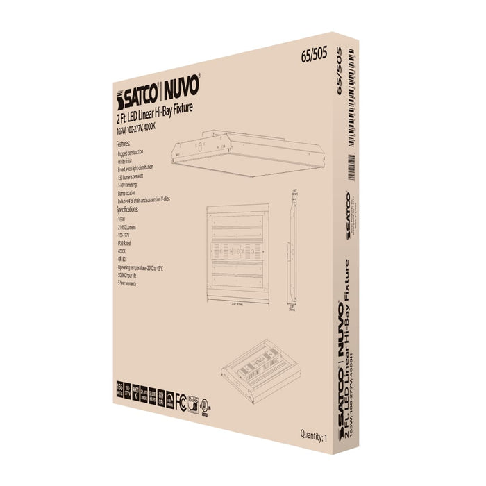 Linear Hi-Bay Nuvo 65-505 LED 2 ft. Linear Hi-Bay - 165W - 4000K - 100-277V - White Finish Nuvo