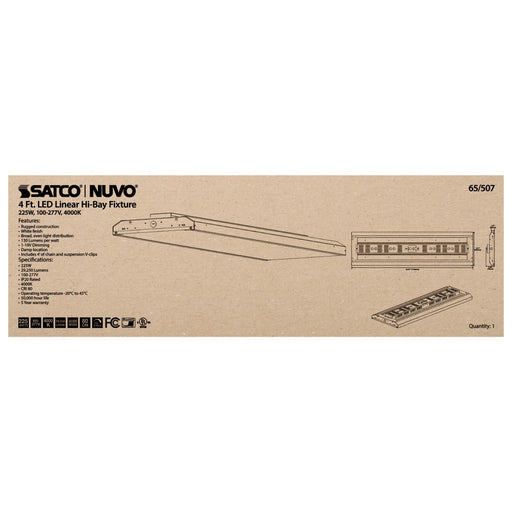 Linear Hi-Bay Nuvo 65-507 LED 4 ft. Linear Hi-Bay - 225W - 4000K - 100-277V - White Finish Nuvo
