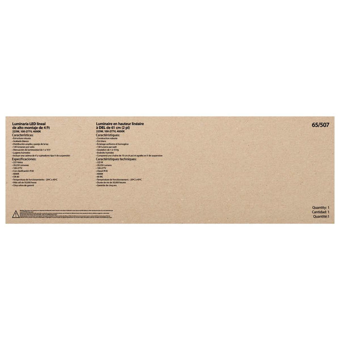 Linear Hi-Bay Nuvo 65-507 LED 4 ft. Linear Hi-Bay - 225W - 4000K - 100-277V - White Finish Nuvo