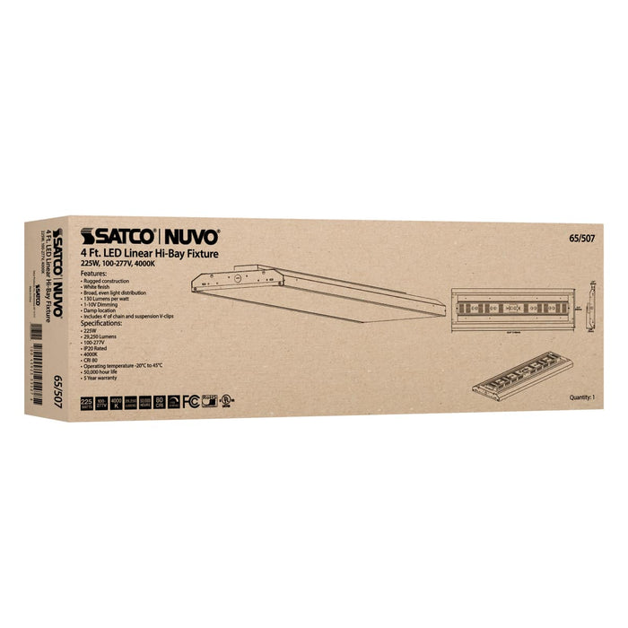 Linear Hi-Bay Nuvo 65-507 LED 4 ft. Linear Hi-Bay - 225W - 4000K - 100-277V - White Finish Nuvo