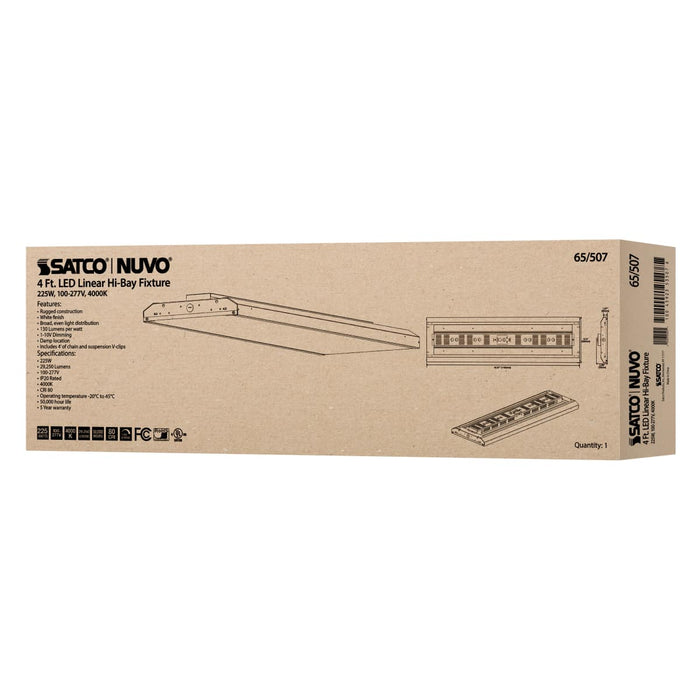 Linear Hi-Bay Nuvo 65-507 LED 4 ft. Linear Hi-Bay - 225W - 4000K - 100-277V - White Finish Nuvo