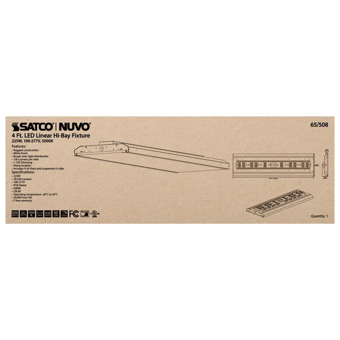 Linear Hi-Bay Nuvo 65-508 LED 4 ft. Linear Hi-Bay - 225W - 5000K - 100-277V - White Finish Nuvo