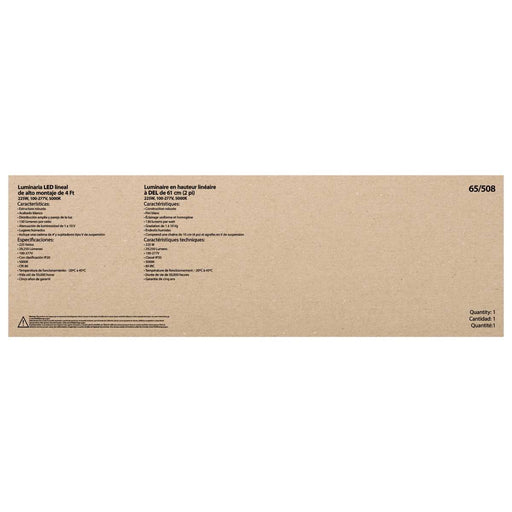 Linear Hi-Bay Nuvo 65-508 LED 4 ft. Linear Hi-Bay - 225W - 5000K - 100-277V - White Finish Nuvo