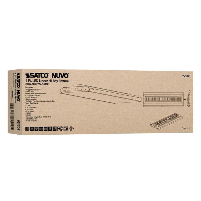 Linear Hi-Bay Nuvo 65-508 LED 4 ft. Linear Hi-Bay - 225W - 5000K - 100-277V - White Finish Nuvo