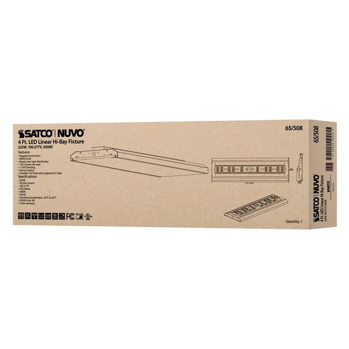 Linear Hi-Bay Nuvo 65-508 LED 4 ft. Linear Hi-Bay - 225W - 5000K - 100-277V - White Finish Nuvo