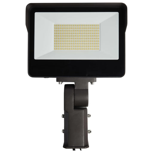 Flood Light Nuvo 65-543 LED Tempered Glass Flood Light with Bypassable Photocell - CCT Selectable 3K/4K/5K - Wattage Adjustable 100W/125W/150W - ColorQuick and PowerQuick Technology - Bronze Finish Nuvo