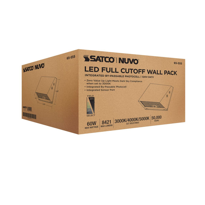 Wall Pack Nuvo 65-555 20/40/60 Watt LED Cutoff Wall Pack - 3K/4K/5K CCT - Field Selectable - Bronze - 120-347 Volt Nuvo