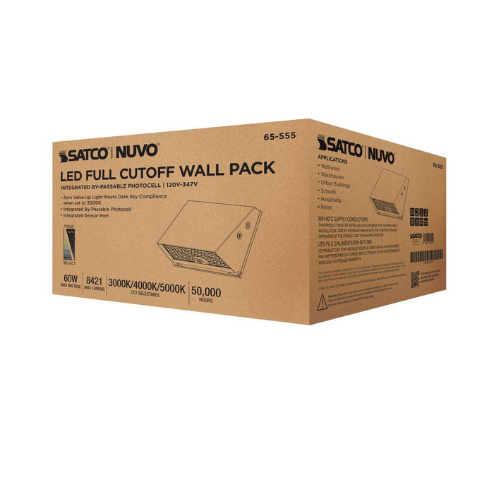 Wall Pack Nuvo 65-555 20/40/60 Watt LED Cutoff Wall Pack - 3K/4K/5K CCT - Field Selectable - Bronze - 120-347 Volt Nuvo