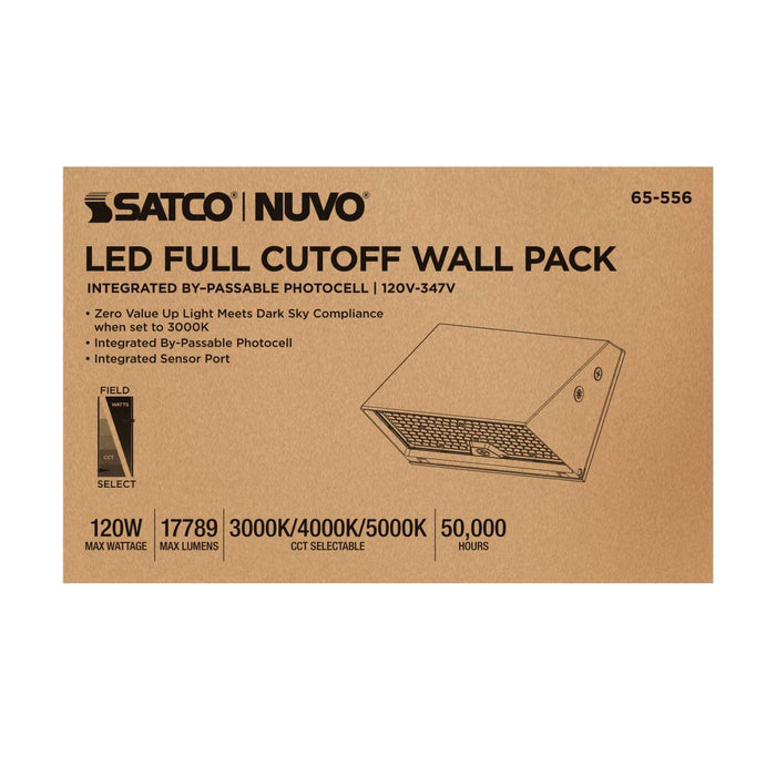 Wall Pack Nuvo 65-556 80/100/120 Watt LED Cutoff Wall Pack - 3K/4K/5K CCT - Field Selectable - Bronze - 120-347 Volt Nuvo