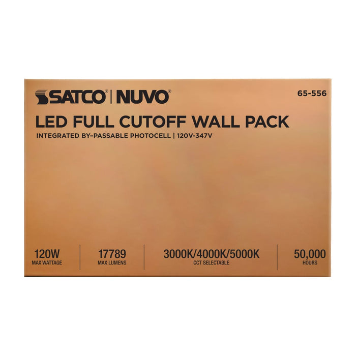 Wall Pack Nuvo 65-556 80/100/120 Watt LED Cutoff Wall Pack - 3K/4K/5K CCT - Field Selectable - Bronze - 120-347 Volt Nuvo