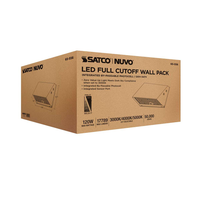 Wall Pack Nuvo 65-556 80/100/120 Watt LED Cutoff Wall Pack - 3K/4K/5K CCT - Field Selectable - Bronze - 120-347 Volt Nuvo