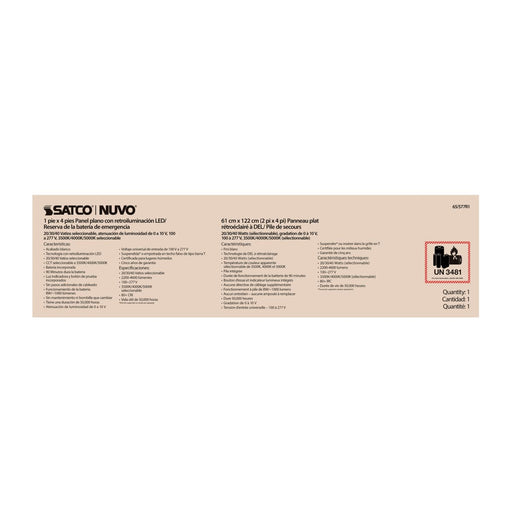 Backlit Flat Panel Nuvo 65-577R1 LED Emergency Backlit Flat Panel - 1 ft. x 4 ft. - Wattage and CCT Selectable - 100-277 Volt - ColorQuick Technology - PowerQuick Technology - White Finish Nuvo