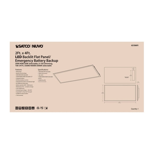 Backlit Flat Panel Nuvo 65-586R1 LED Emergency Backlit Flat Panel - 2 ft. x 4 ft. - Wattage and CCT Selectable - 100-347 Volt - ColorQuick Technology - PowerQuick Technology - White Finish Nuvo