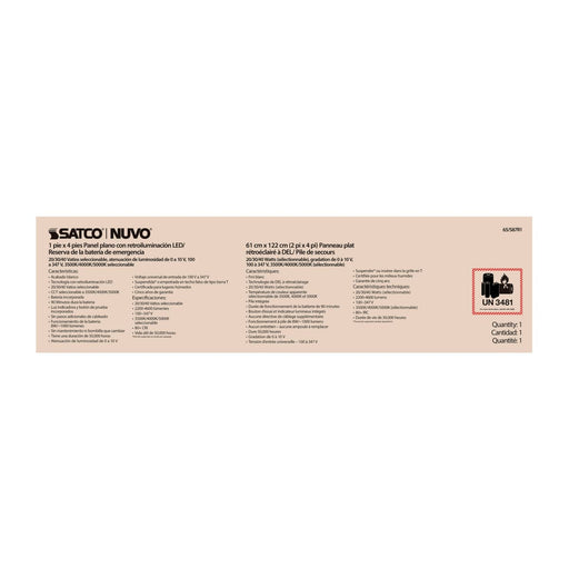Backlit Flat Panel Nuvo 65-587R1 LED Backlit Flat Panel with Emergency Backup - 1 ft. x 4 ft. - Wattage and CCT Selectable - 100-347 Volt - ColorQuick Technology - PowerQuick Technology - White Finish Nuvo