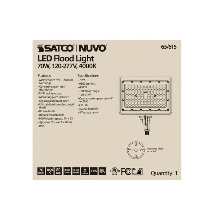 Flood Light Nuvo 65-615 LED Flood Light - 70 Watt - 4000K - Bronze Finish Nuvo