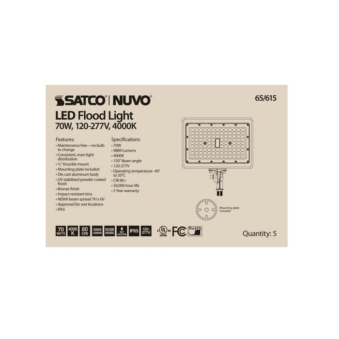 Flood Light Nuvo 65-615 LED Flood Light - 70 Watt - 4000K - Bronze Finish Nuvo