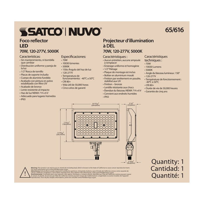 Flood Light Nuvo 65-616 LED Flood Light - 70 Watt - 5000K - Bronze Finish Nuvo